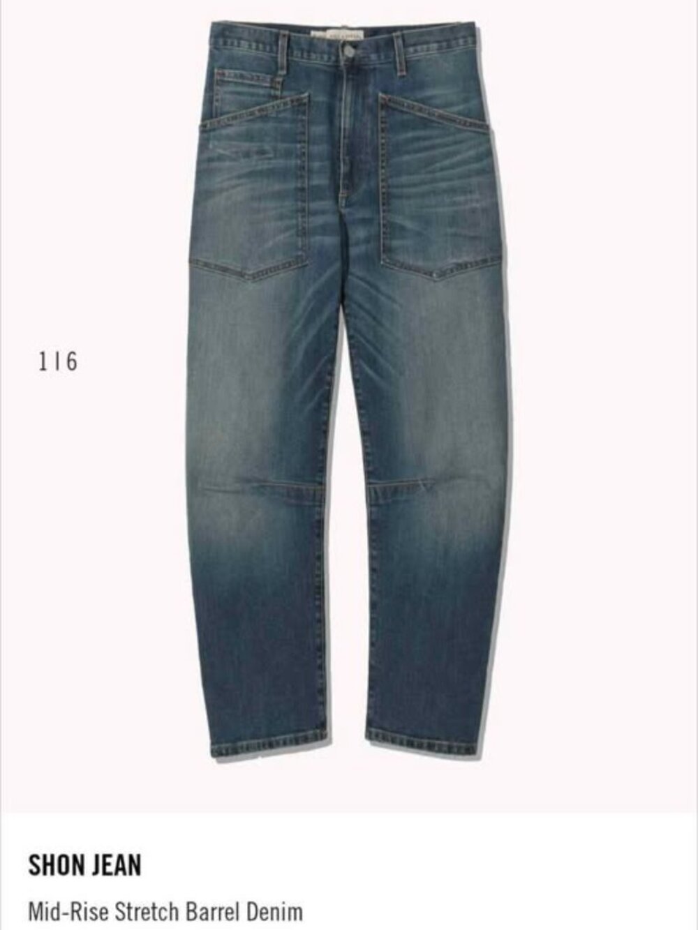 Nili Lotan Shon Jean, Mid-Rise stretch Barrel Denim